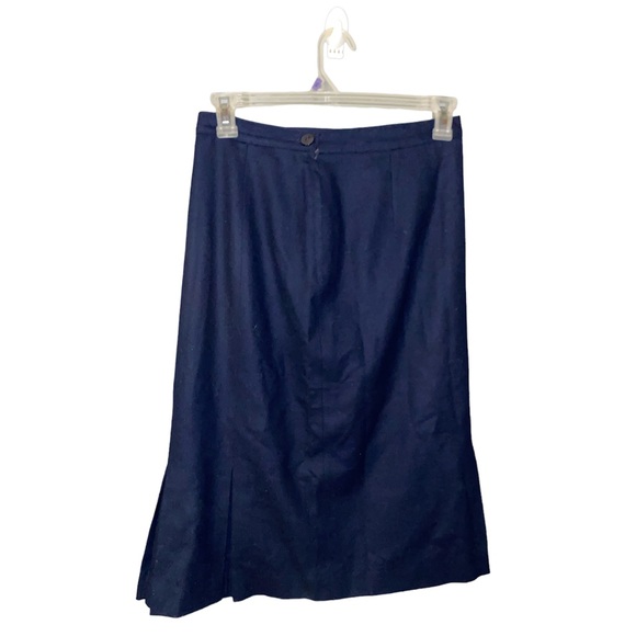 Pendleton Navy Blue 100% Virgin Wool Pleated Skirt - Picture 2 of 2